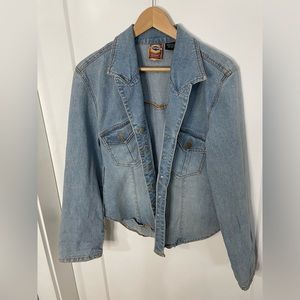 Vintage Santana Light Wash Denim Jean Jacket Boho Stitching 70s Collared size 10